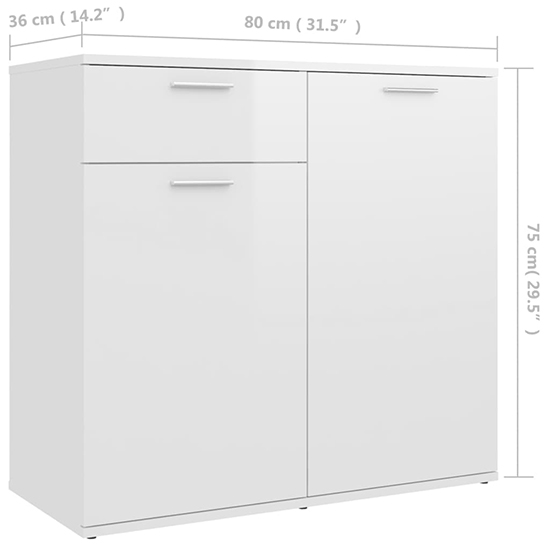 Ragni High Gloss Sideboard With 2 Doors 1 Drawer In White_7