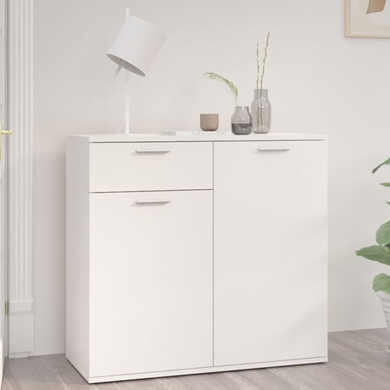 Ragni High Gloss Sideboard With 2 Doors 1 Drawer In White