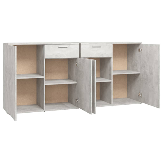 Ragni Wooden Sideboard With 4 Doors 2 Drawer In Concrete Effect
