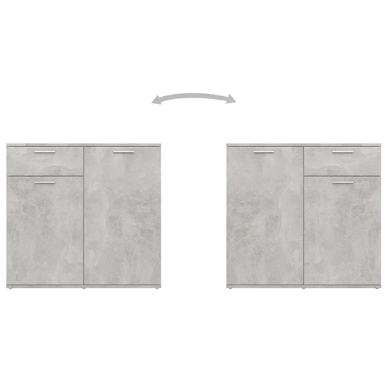 Ragni Wooden Sideboard With 4 Doors 2 Drawer In Concrete Effect