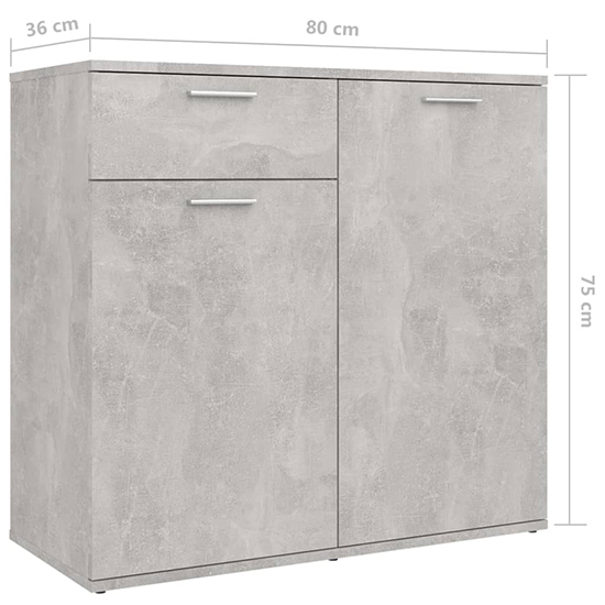 Ragni Wooden Sideboard With 4 Doors 2 Drawer In Concrete Effect