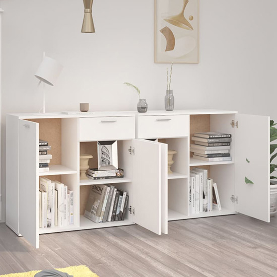 Ragni Wooden Sideboard With 4 Doors 2 Drawers In White