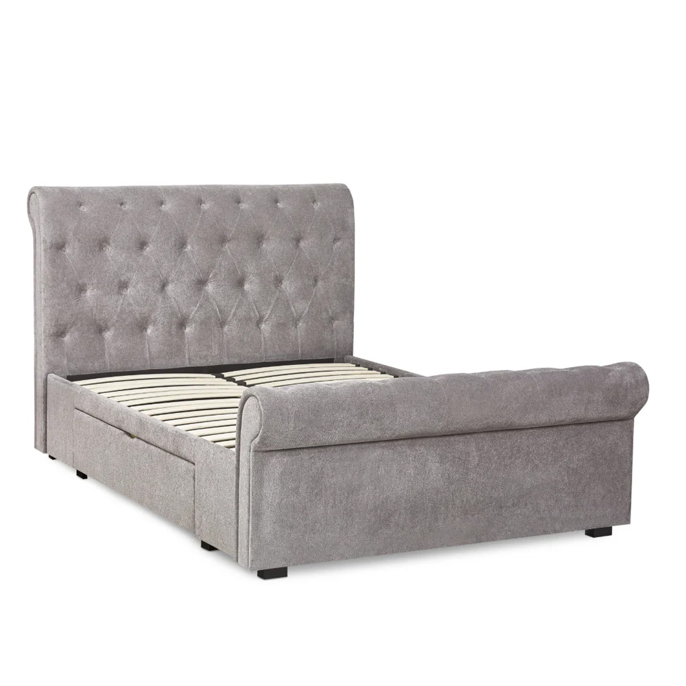 Rahela Fabric King Size Bed in Grey