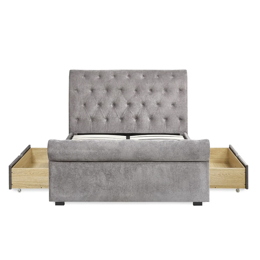 Rahela Fabric King Size Bed in Grey