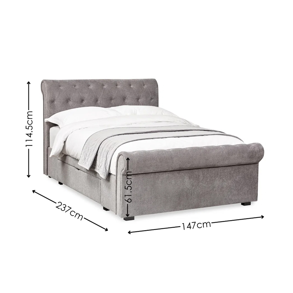 Rahela Fabric King Size Bed in Grey