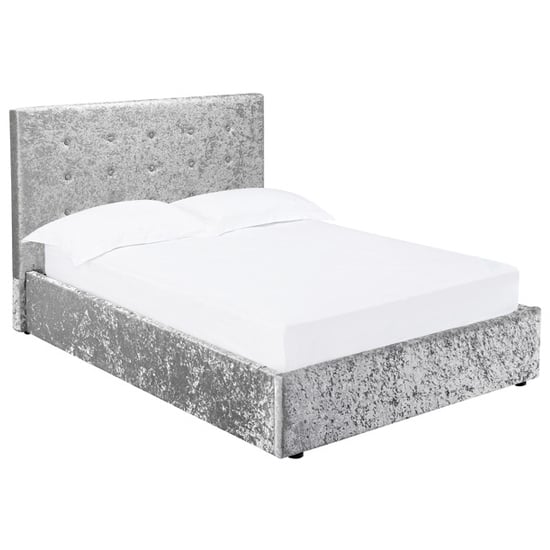 Photo of Raimi crushed velvet ottoman double bed in silver