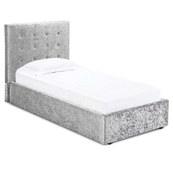 Raimi Crushed Velvet Ottoman Single Bed In Silver