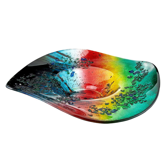 Photo of Rainbow dots glass decorative bowl in multicolor