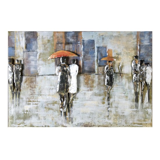 Photo of Rainy day 3d picture metal wall art in blue and grey