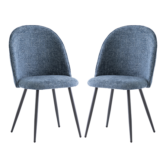 Read more about Raisa blue fabric dining chairs with black legs in pair