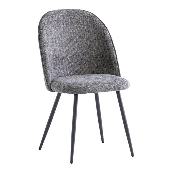 Raisa Fabric Dining Chair In Graphite With Black Legs