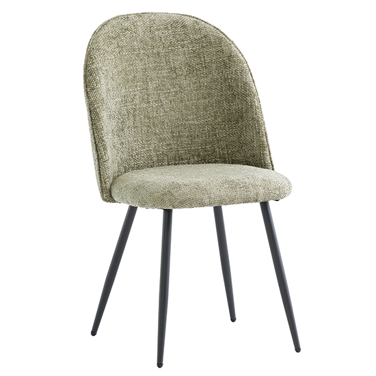 Product photograph of Raisa Fabric Dining Chair In Olive With Black Legs from Furniture in Fashion