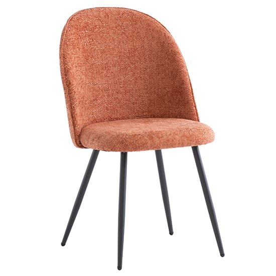 Raisa Fabric Dining Chair In Rust With Black Legs