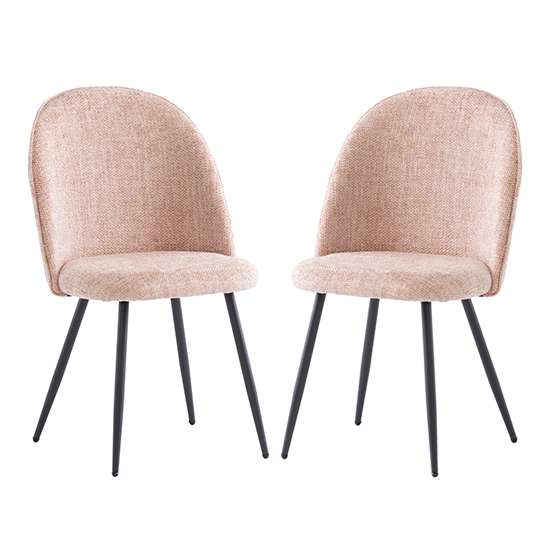 Raisa Flamingo Fabric Dining Chairs With Black Legs In Pair