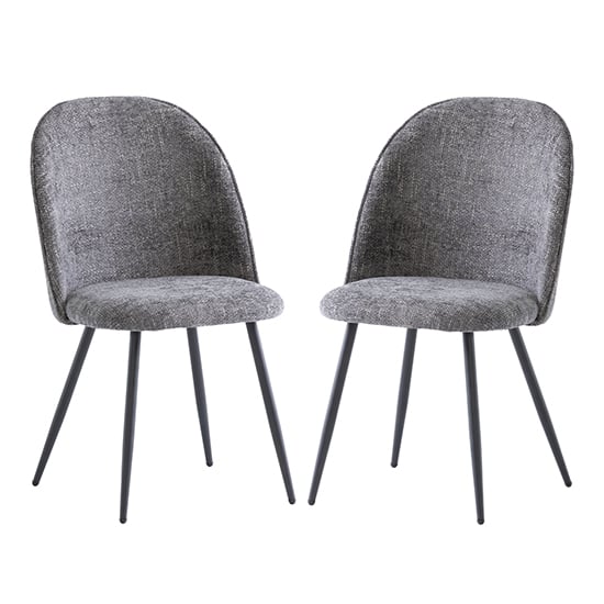 Read more about Raisa graphite fabric dining chairs with black legs in pair