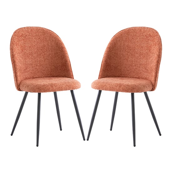 Raisa Rust Fabric Dining Chairs With Black Legs In Pair_1
