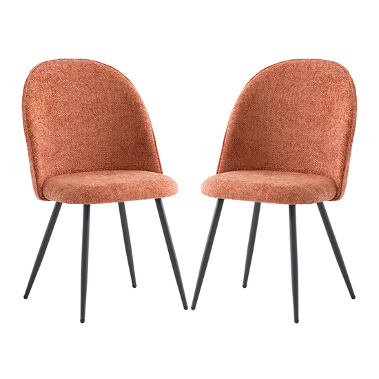 Product photograph of Raisa Rust Fabric Dining Chairs With Black Legs In Pair from Furniture in Fashion