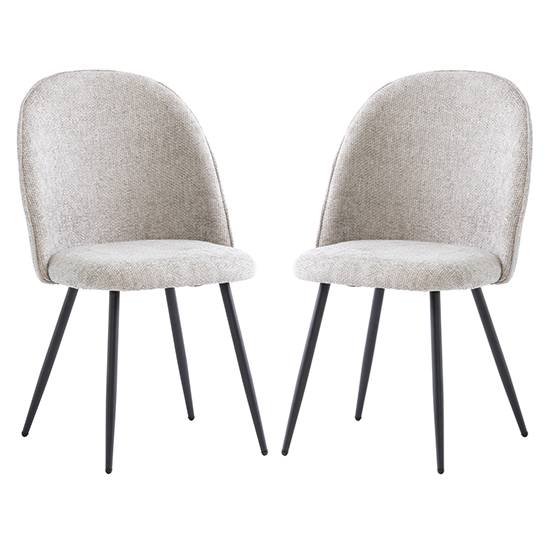 Photo of Raisa silver fabric dining chairs with black legs in pair