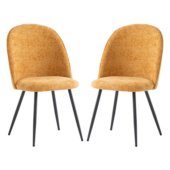 Raisa Yellow Fabric Dining Chairs With Black Legs In Pair_1