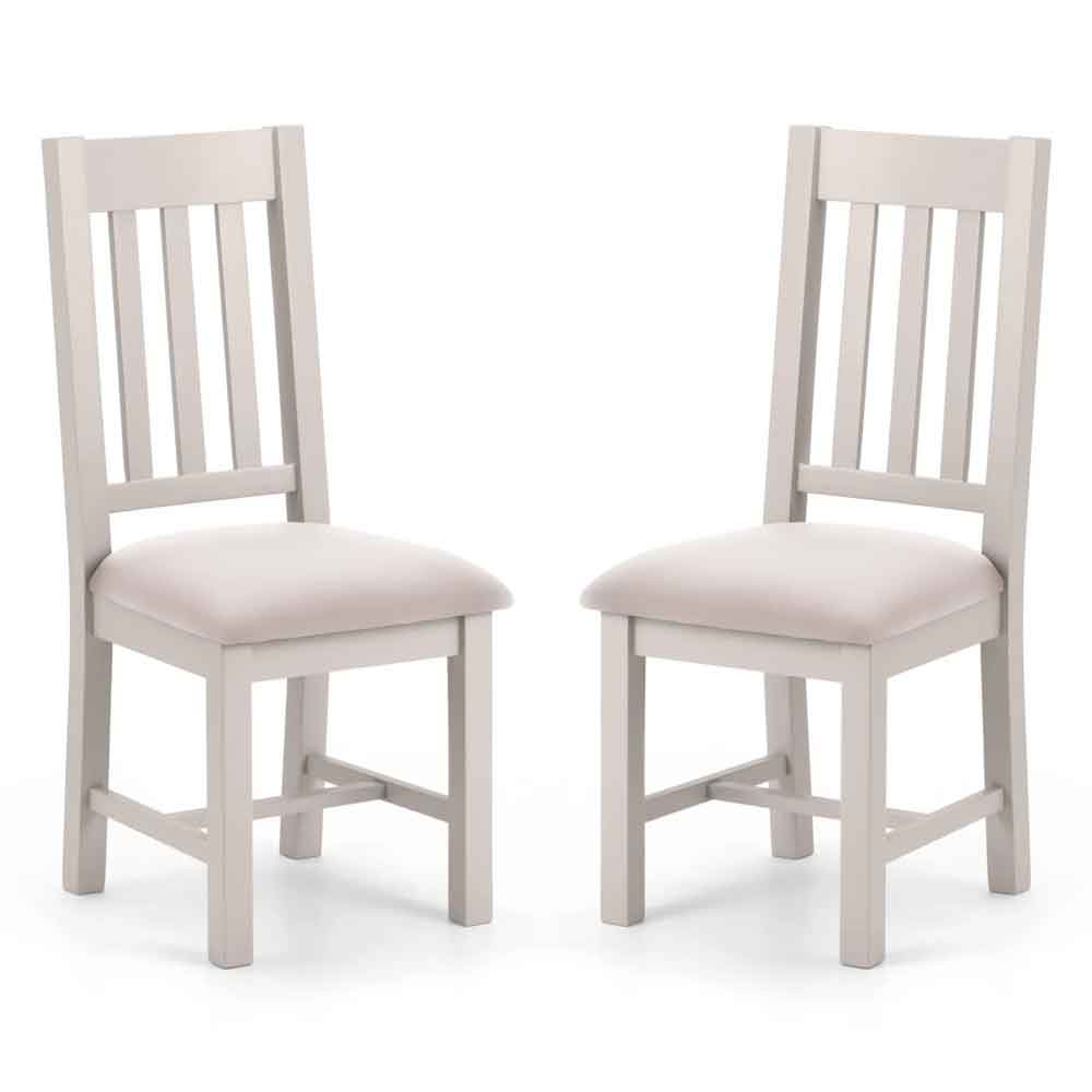 Raisie Light Grey Wooden Dining Chair in Pair