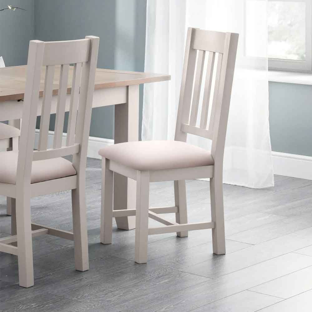 Raisie Light Grey Wooden Dining Chair in Pair