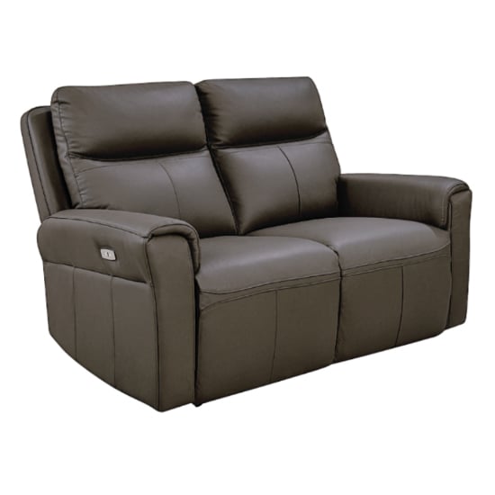 Read more about Raivis leather electric recliner 2 seater sofa in ash