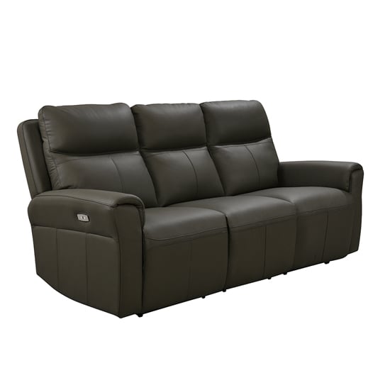 Read more about Raivis leather electric recliner 3 seater sofa in ash