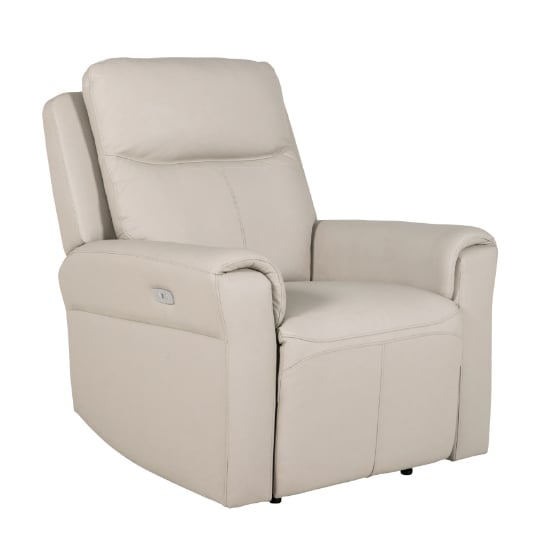 Raivis Leather Electric Recliner Armchair In Stone