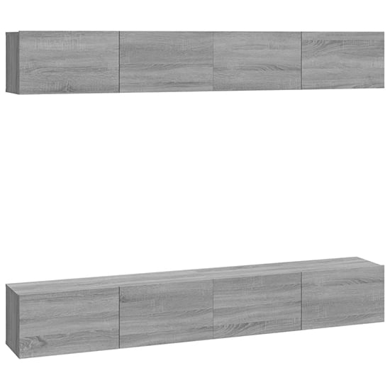 Raivo Wall Hung Wooden Entertainment Unit In Grey Sonoma Oak