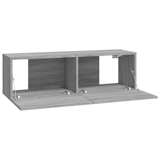 Raivo Wall Hung Wooden Entertainment Unit In Grey Sonoma Oak