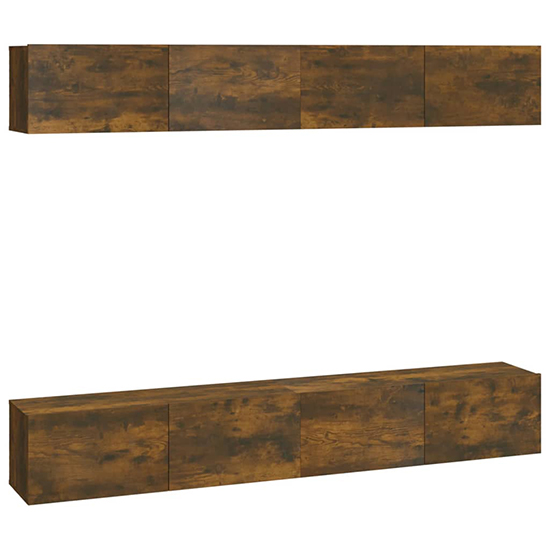 Raivo Wall Hung Wooden Entertainment Unit In Smoked Oak
