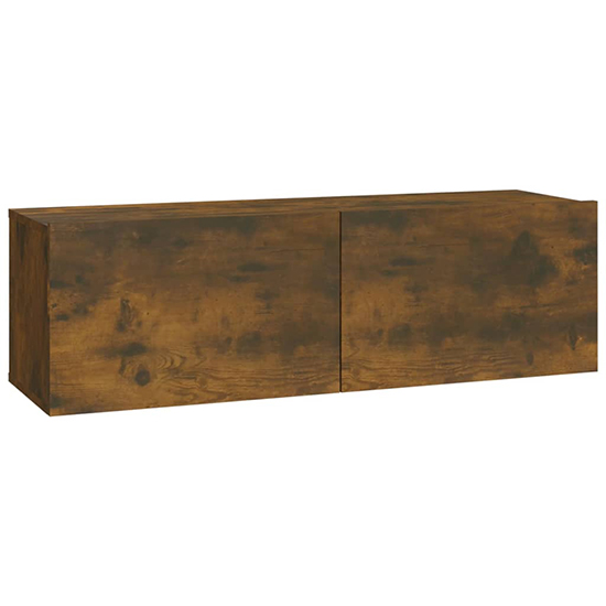 Raivo Wall Hung Wooden Entertainment Unit In Smoked Oak