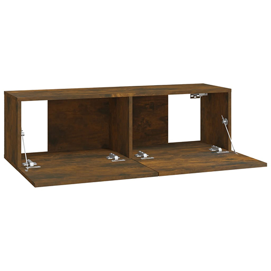 Raivo Wall Hung Wooden Entertainment Unit In Smoked Oak