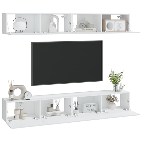 Raivo Wall Hung Wooden Entertainment Unit In White