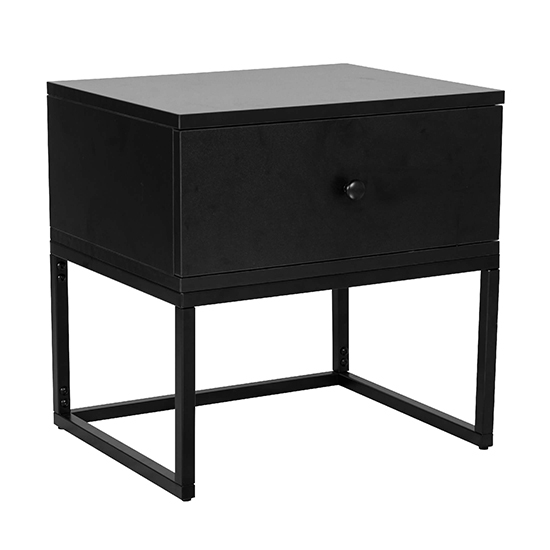 Product photograph of Raivo Wooden Bedside Cabinet With 1 Drawer And Black Legs from Furniture in Fashion