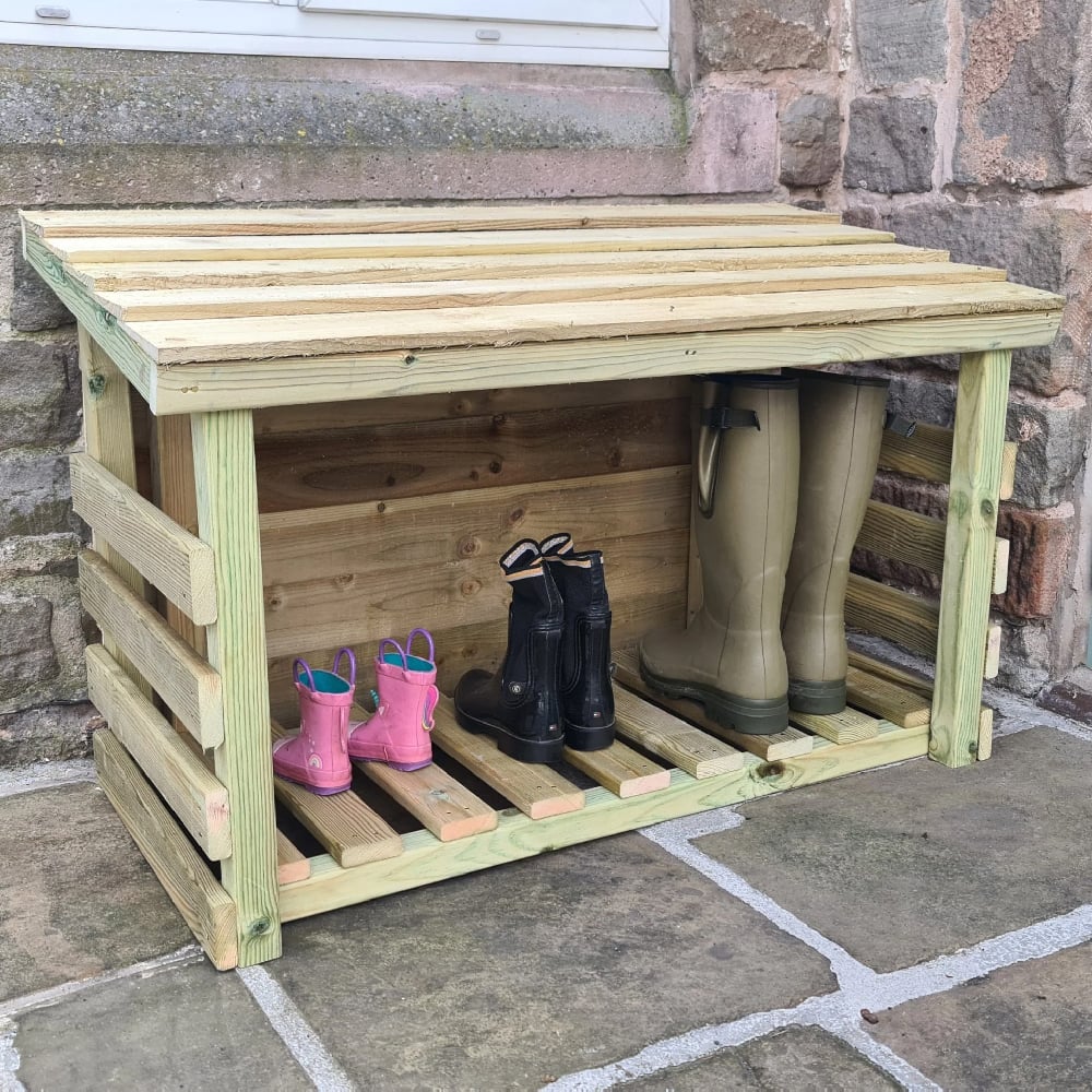 Raivo Wooden Outdoor Boot Store In Natural