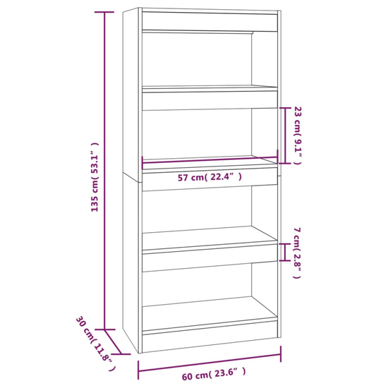 Raivos Wooden Bookshelf And Room Divider In Grey Sonoma Oak