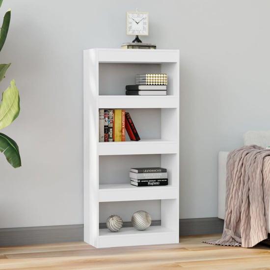 Product photograph of Raivos Wooden Bookshelf And Room Divider In White from Furniture in Fashion