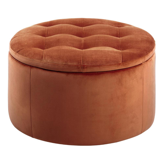 Read more about Raleigh fabric upholstered storage ottoman in copper