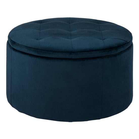 Read more about Raleigh fabric upholstered storage ottoman in navy blue