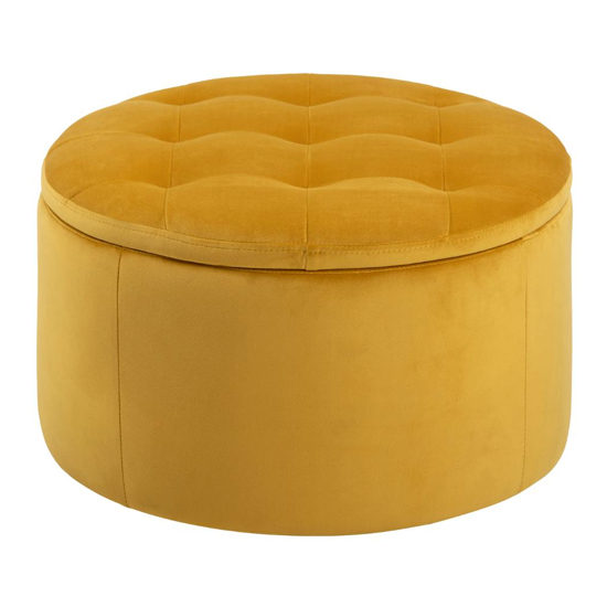Read more about Raleigh fabric upholstered storage ottoman in yellow