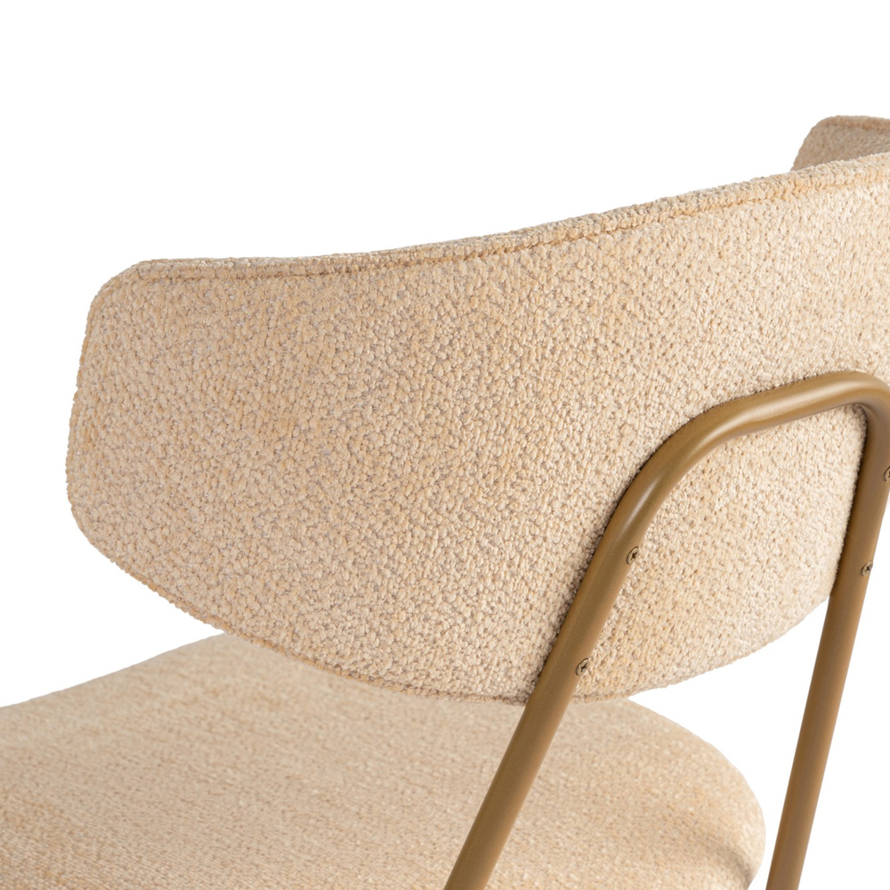 Raleo Beige Fabric Dining Chairs with Gold Metal Legs in Pair