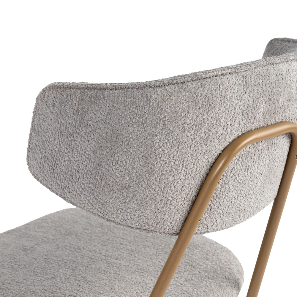 Raleo Grey Fabric Dining Chairs with Gold Metal Legs in Pair