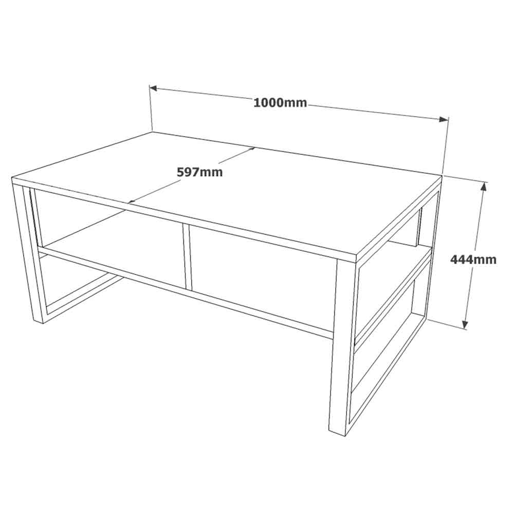 Raleo Wooden Coffee Table with Metal Frame in Atlantic Pine