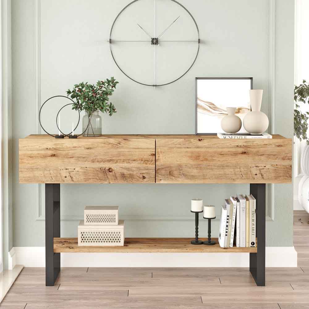 Raleo Wooden Console Table in Atlantic Pine