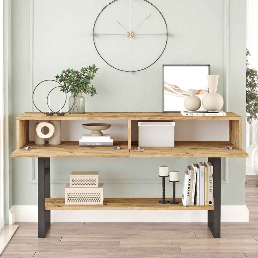 Raleo Wooden Console Table in Atlantic Pine