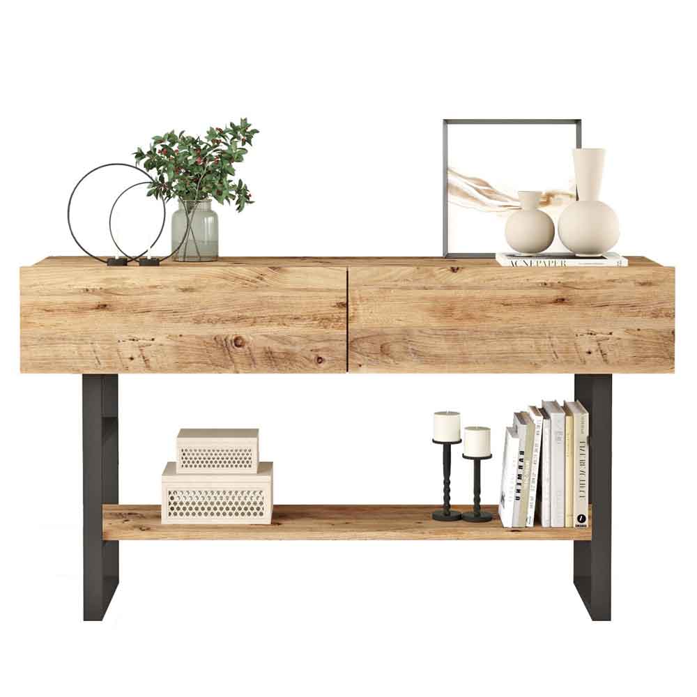 Raleo Wooden Console Table in Atlantic Pine