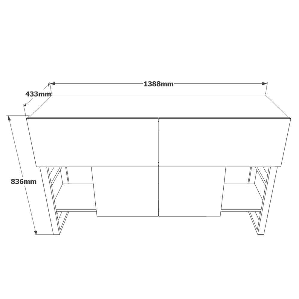 Raleo Wooden Console Table with Metal Frame in Atlantic Pine and Anthracite