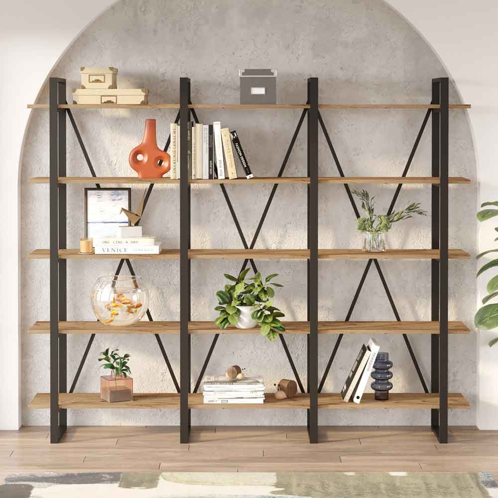 Raleo Wooden Shelving Unit with Metal Frame in Atlantic Pine