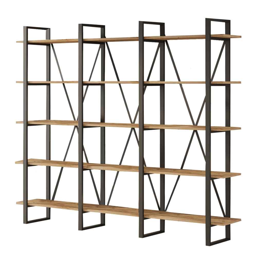 Raleo Wooden Shelving Unit with Metal Frame in Atlantic Pine